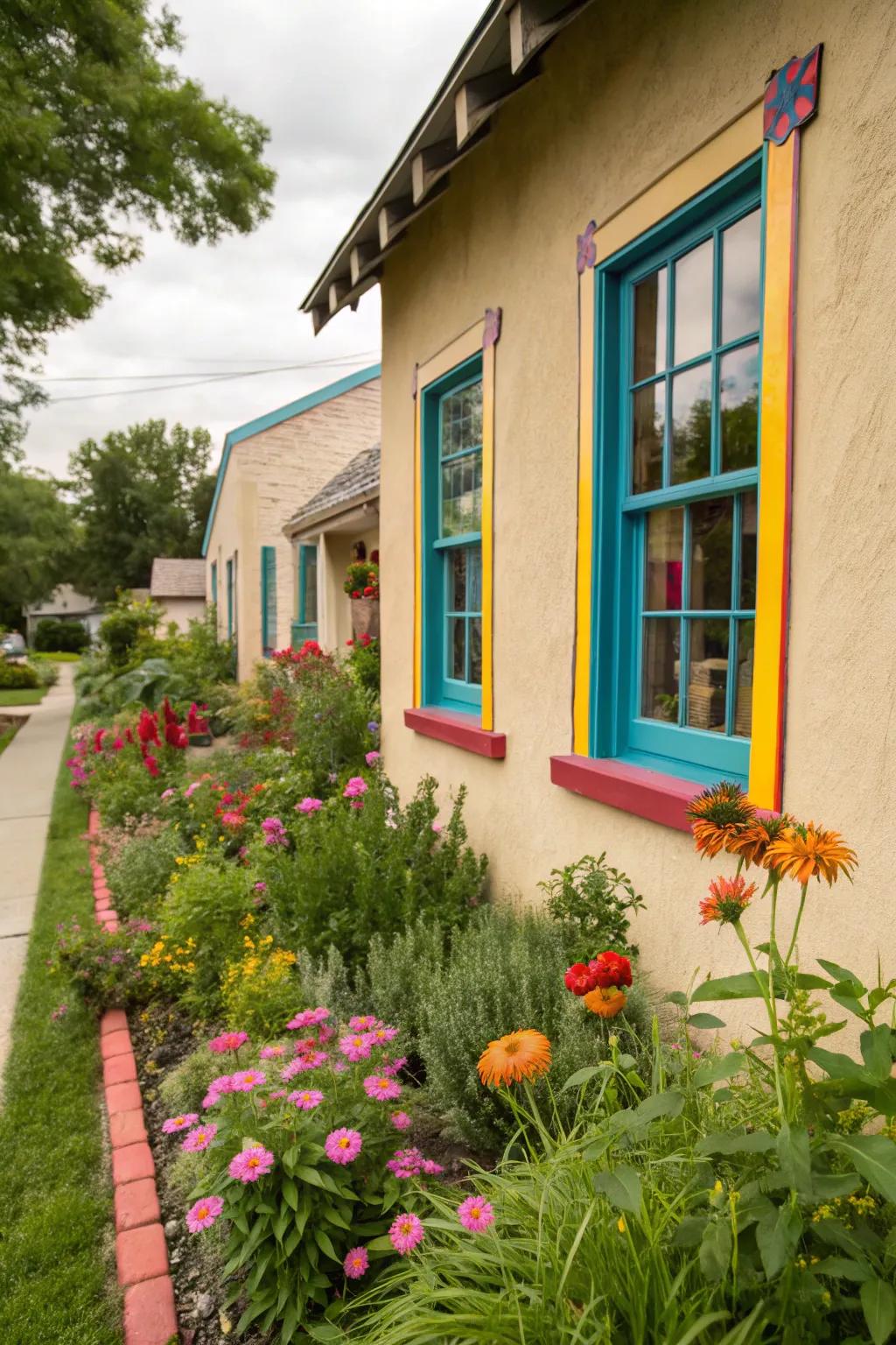 Colorful trims add a playful touch to this vibrant home.