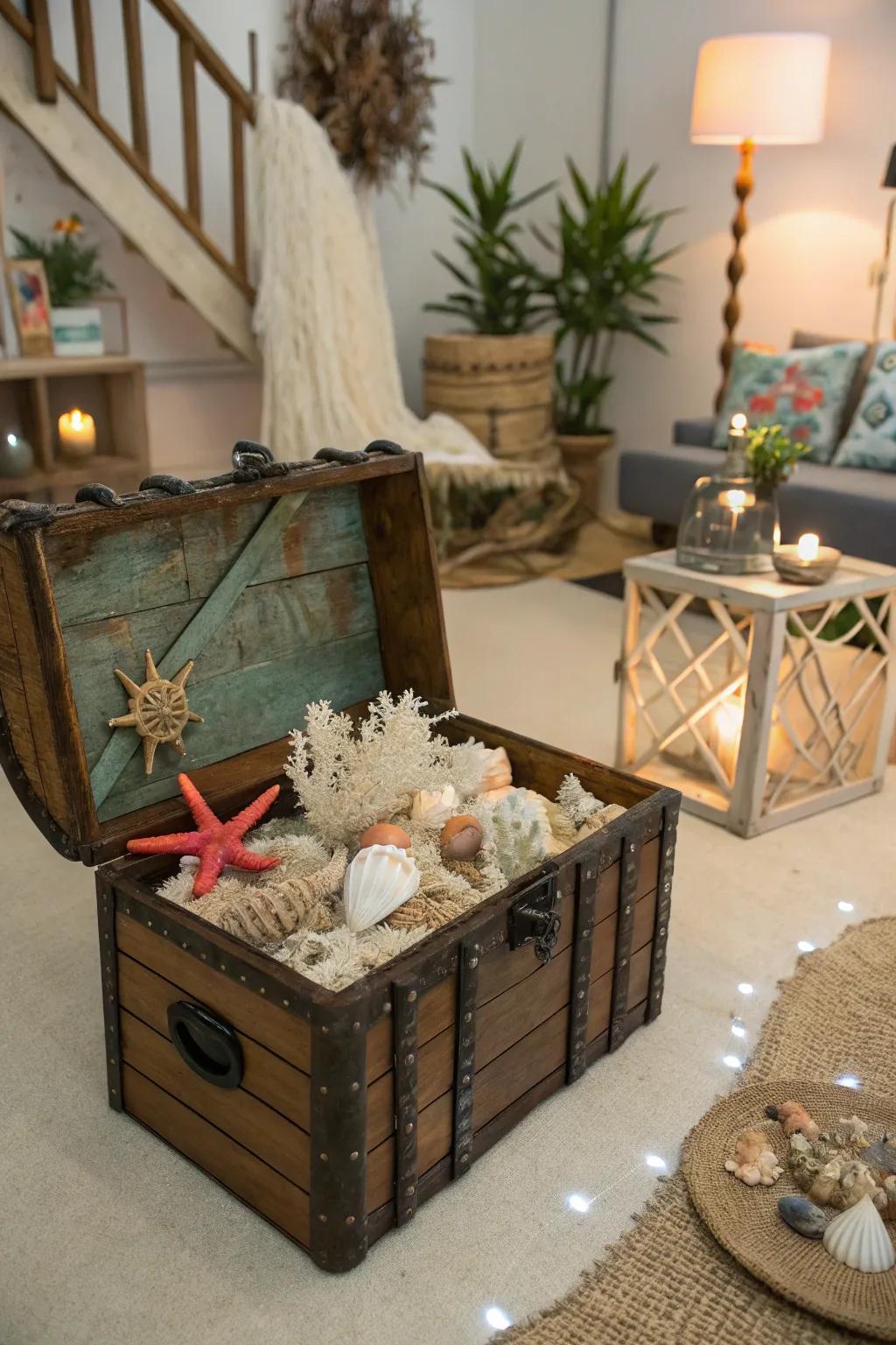 Create an undersea fantasy with seashells and coral.