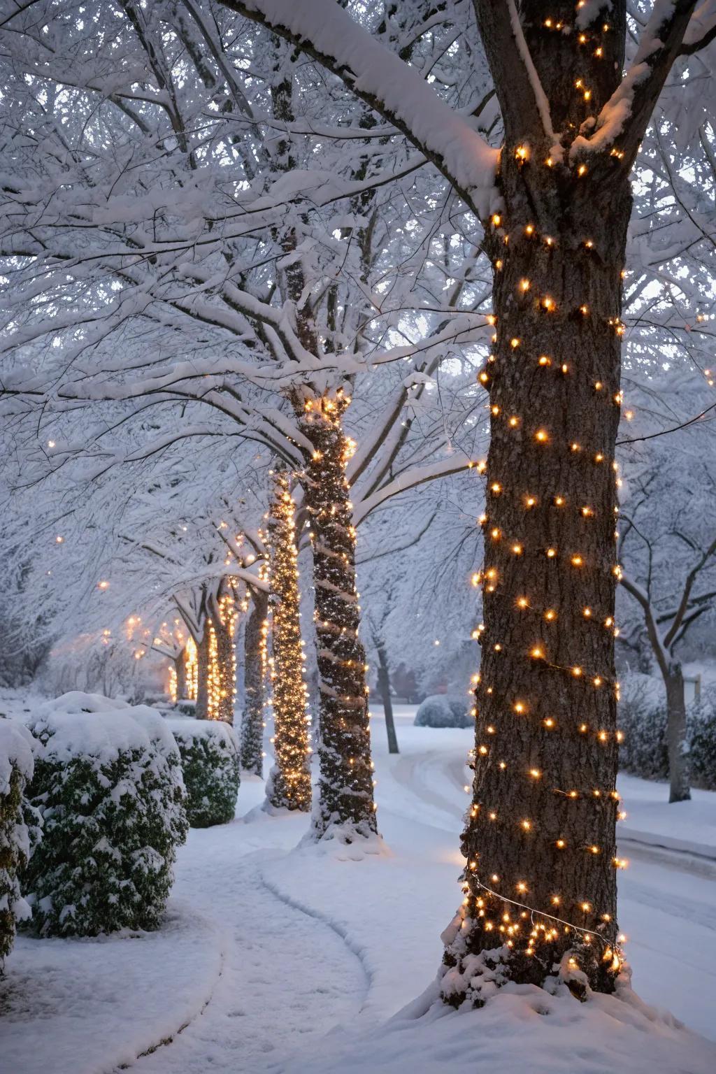 Festive lights bring holiday charm to your garden.