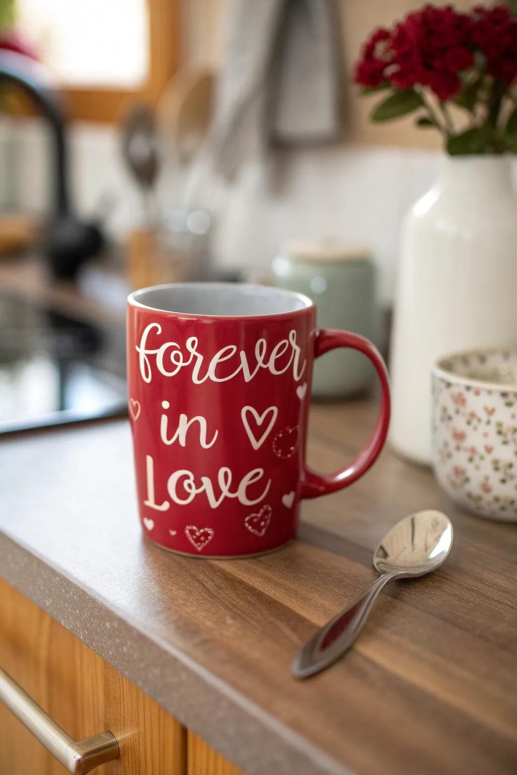 A charming coffee mug with a heartfelt message