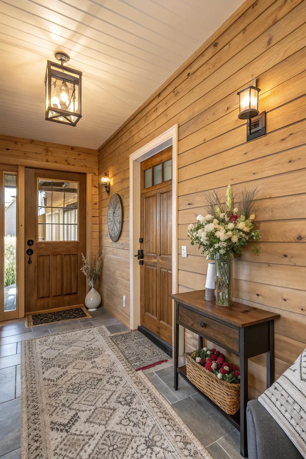 A wood-paneled entryway sets the tone for your home.