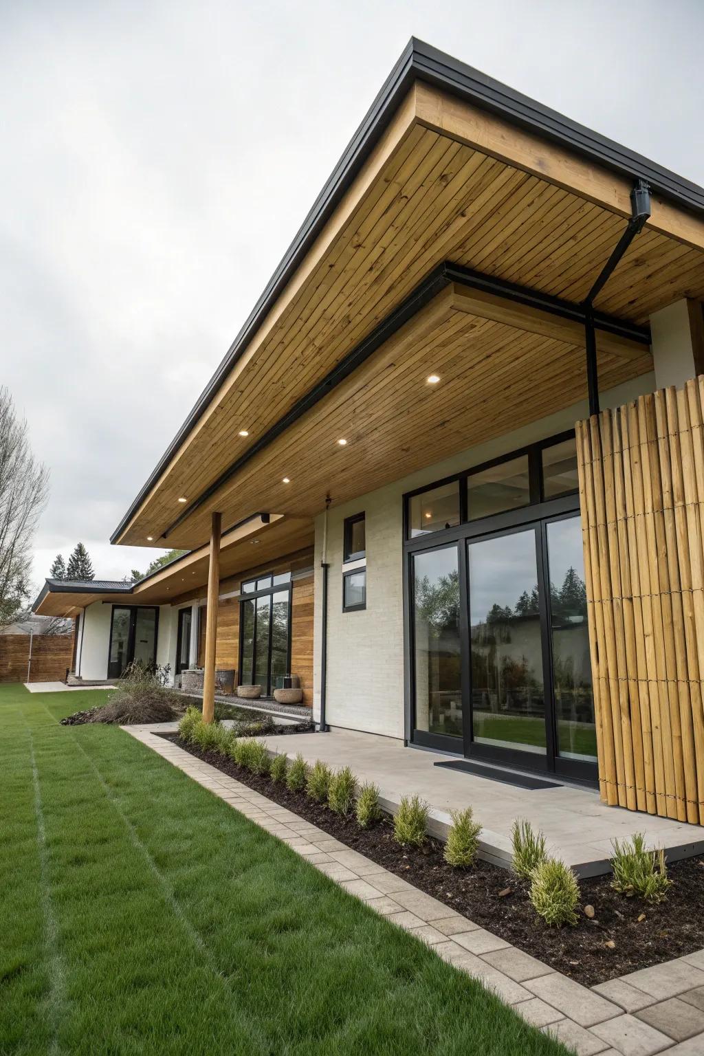 Bamboo soffits offer a natural and airy feel.