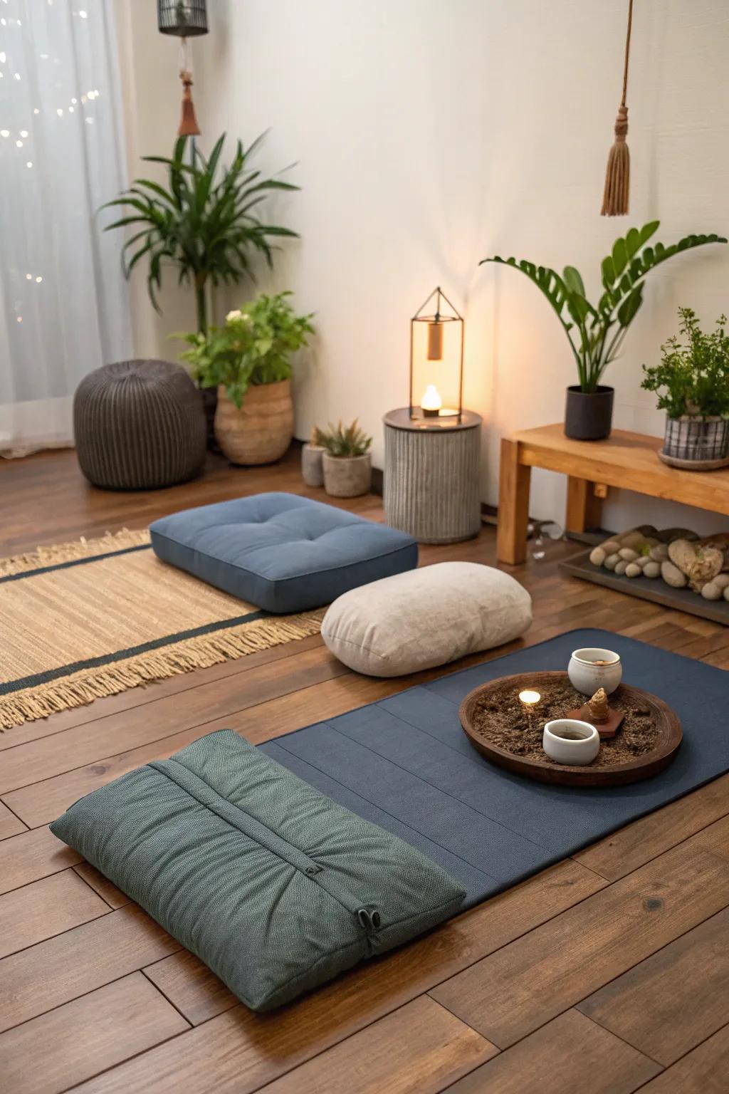 A dedicated relaxation zone for meditation and mindfulness.