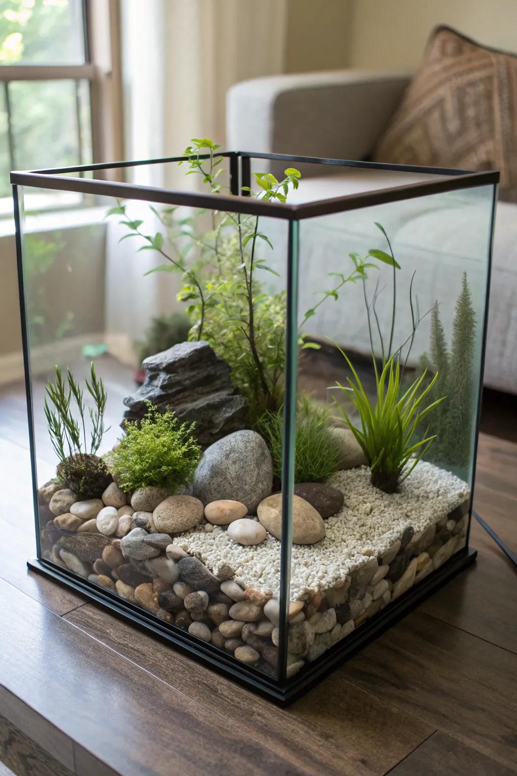 Create a peaceful Zen garden in your aquarium.