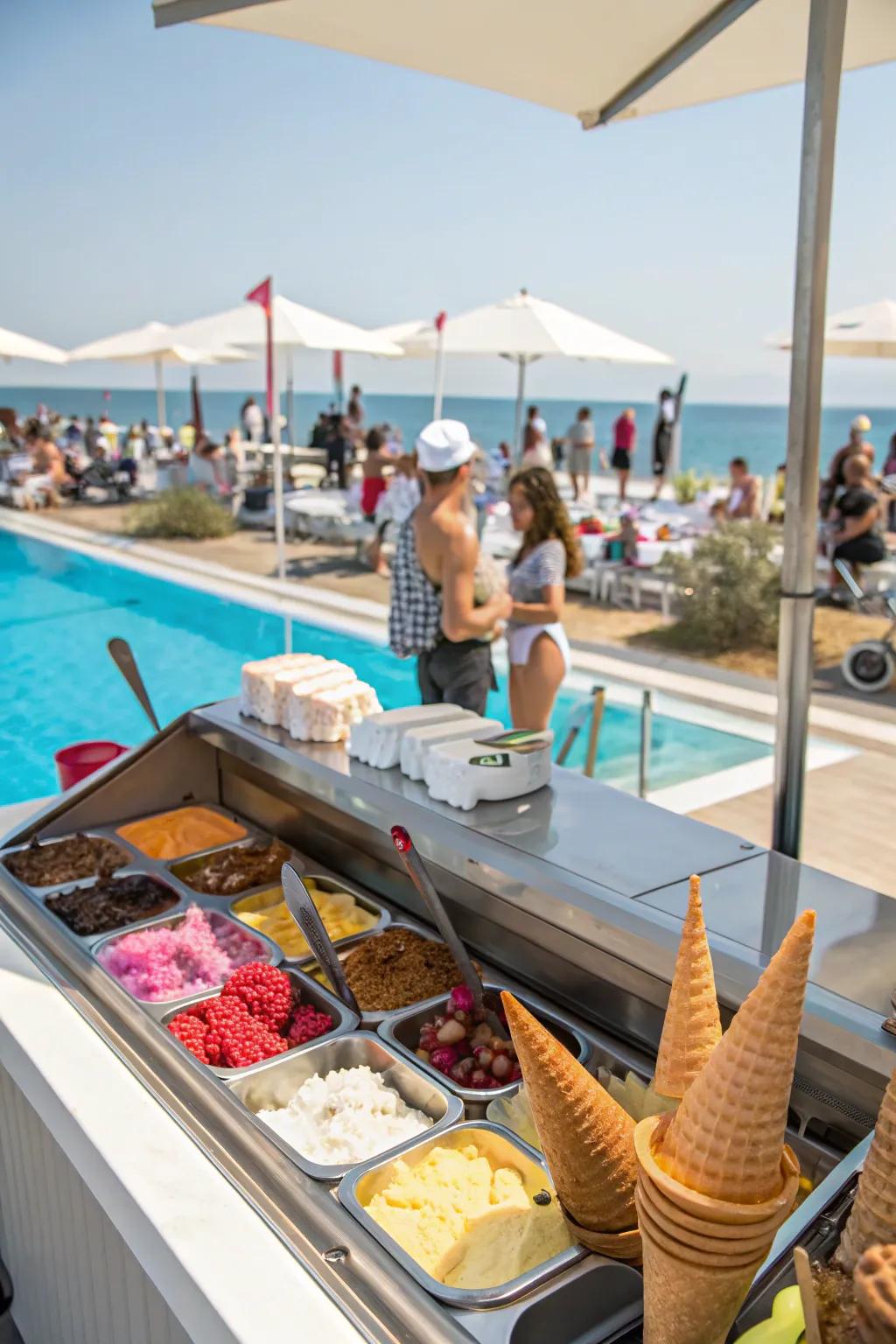 A frozen treats station is a delicious way to refresh your guests.