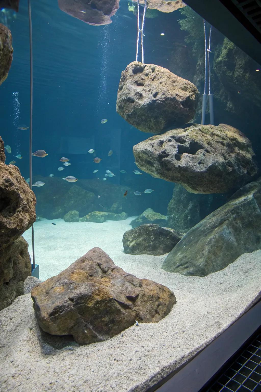 Floating rocks add a magical element to this aquascape.