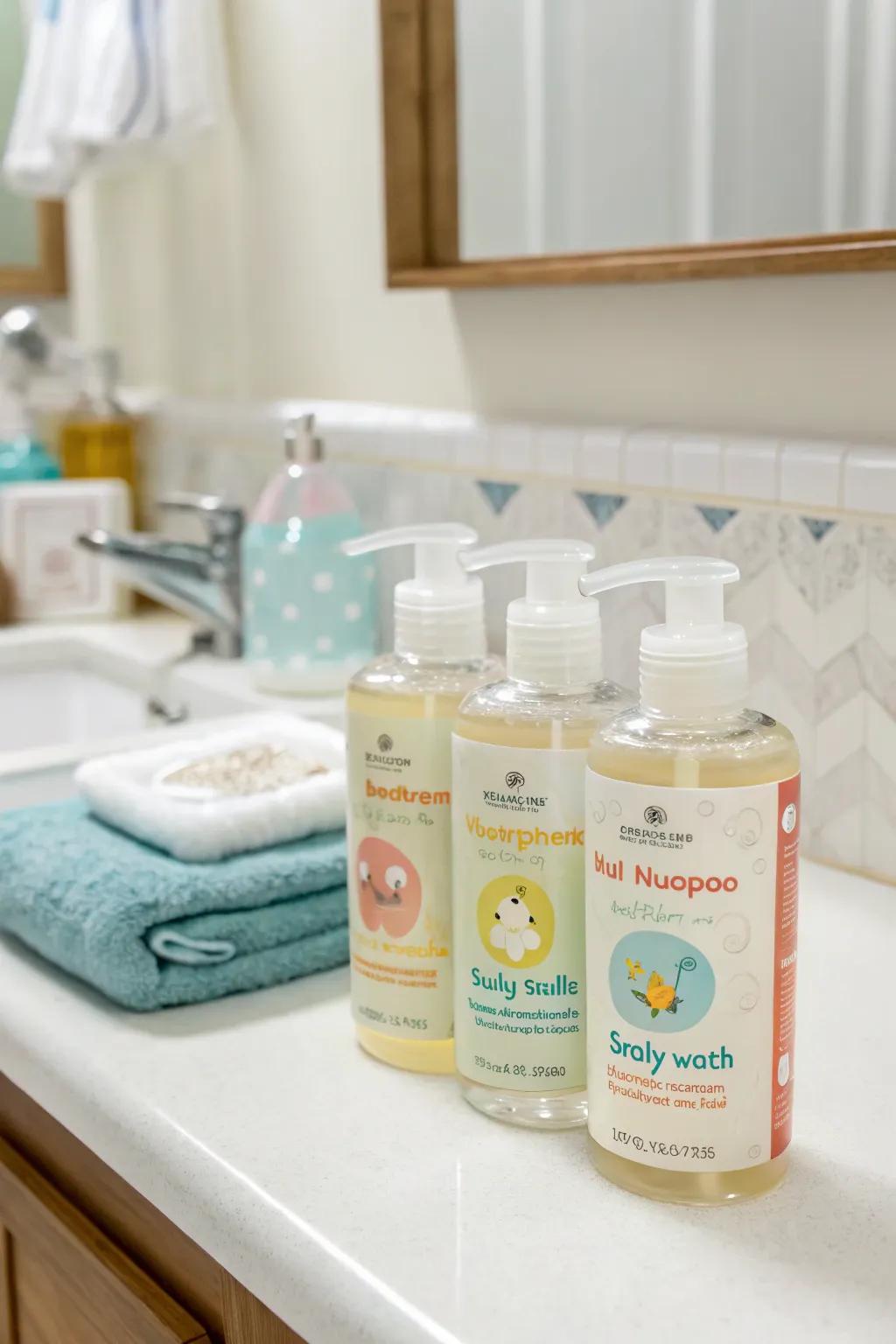 Gentle bath essentials for a baby's delicate skin.