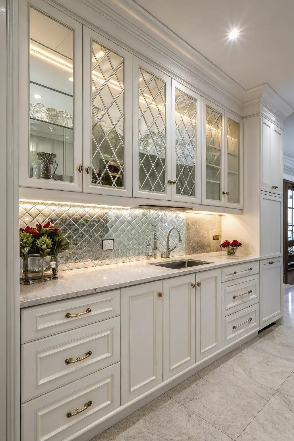 Mirror tiles add glamour and reflect light