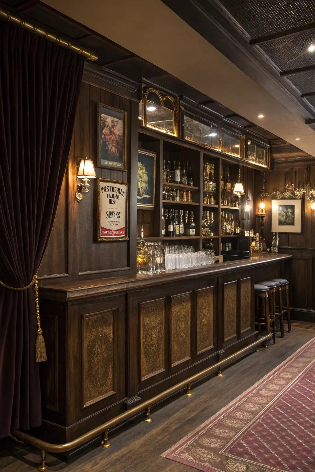 Step back in time with a vintage speakeasy bar table.