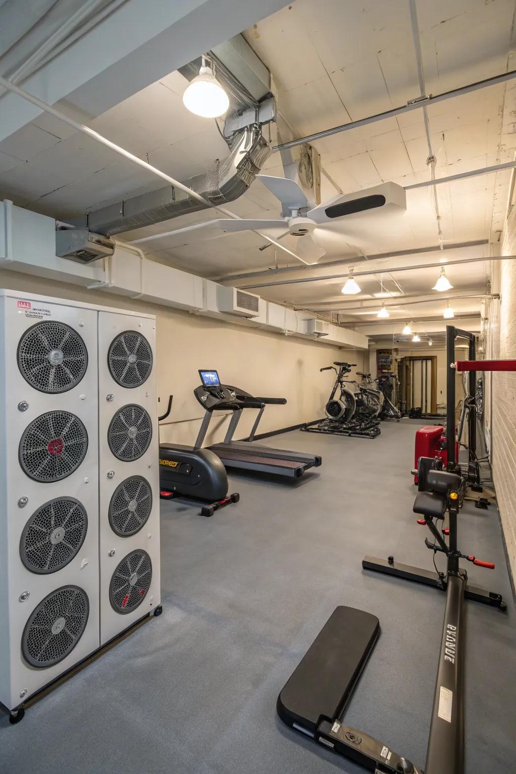 Good ventilation is crucial for a comfortable workout environment.