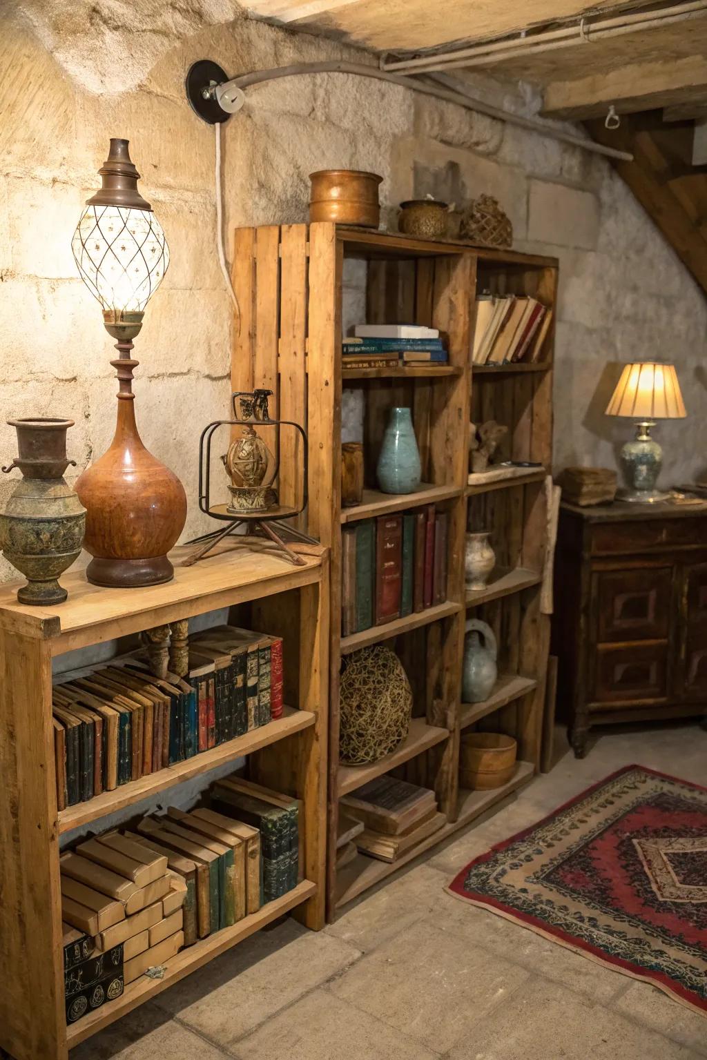 Repurposed furniture adds charm and sustainability to your storage solutions.
