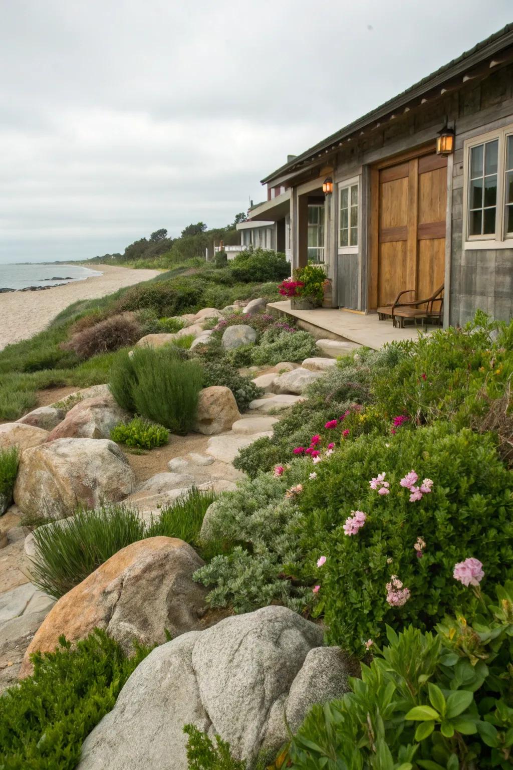 Natural rocks bringing texture to a coastal landscape.