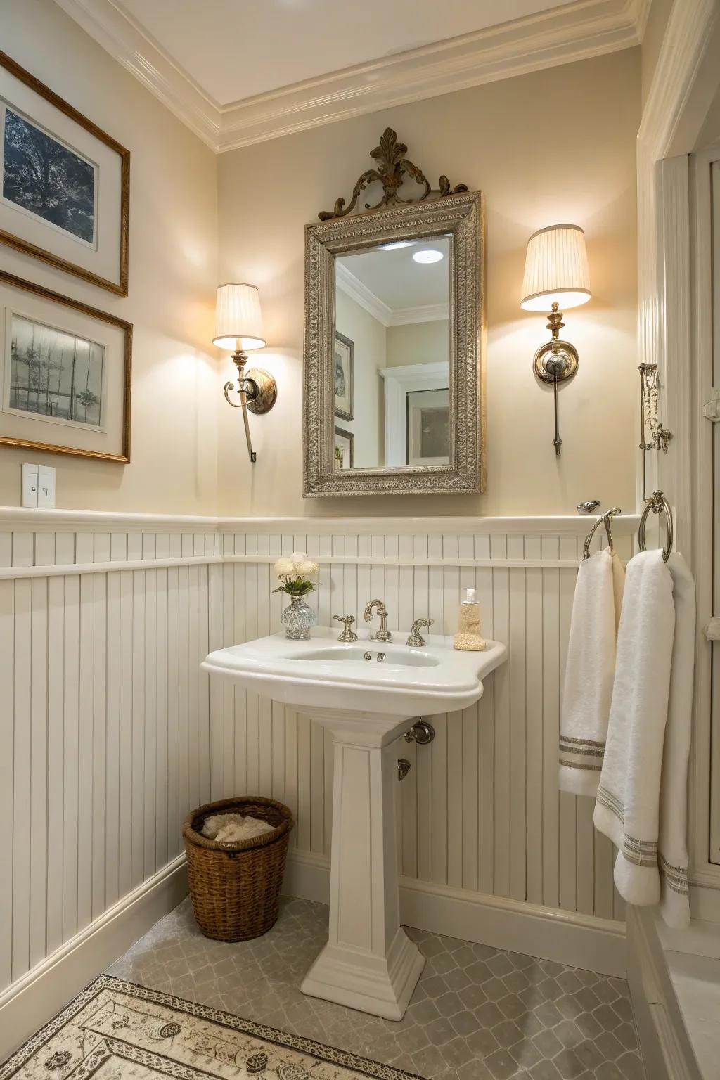 Pair beadboard with elegant fixtures for a luxurious feel.