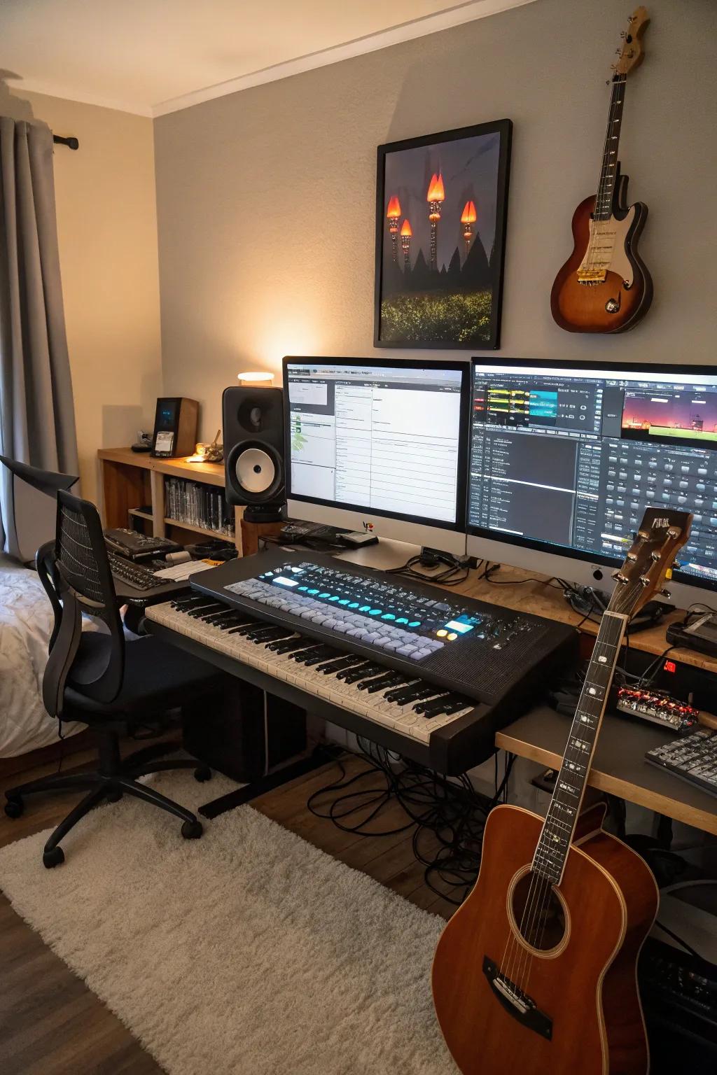 Dual monitors help streamline your music production process, enhancing productivity.