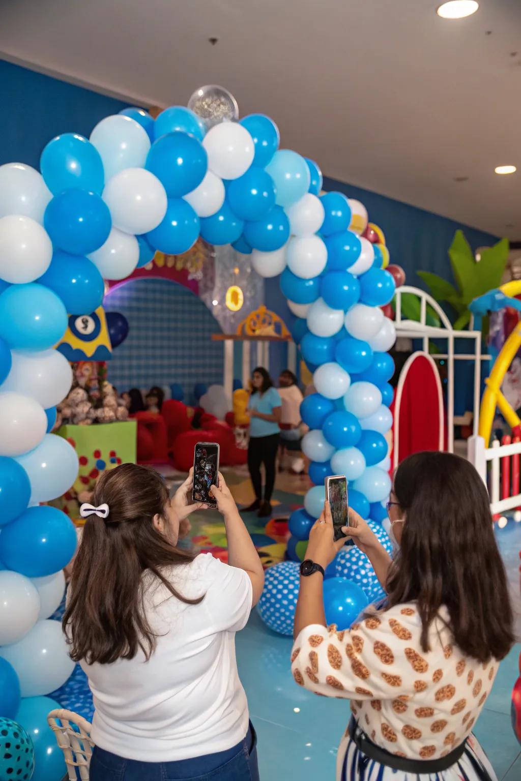 Create lasting memories with a vibrant balloon photo zone.