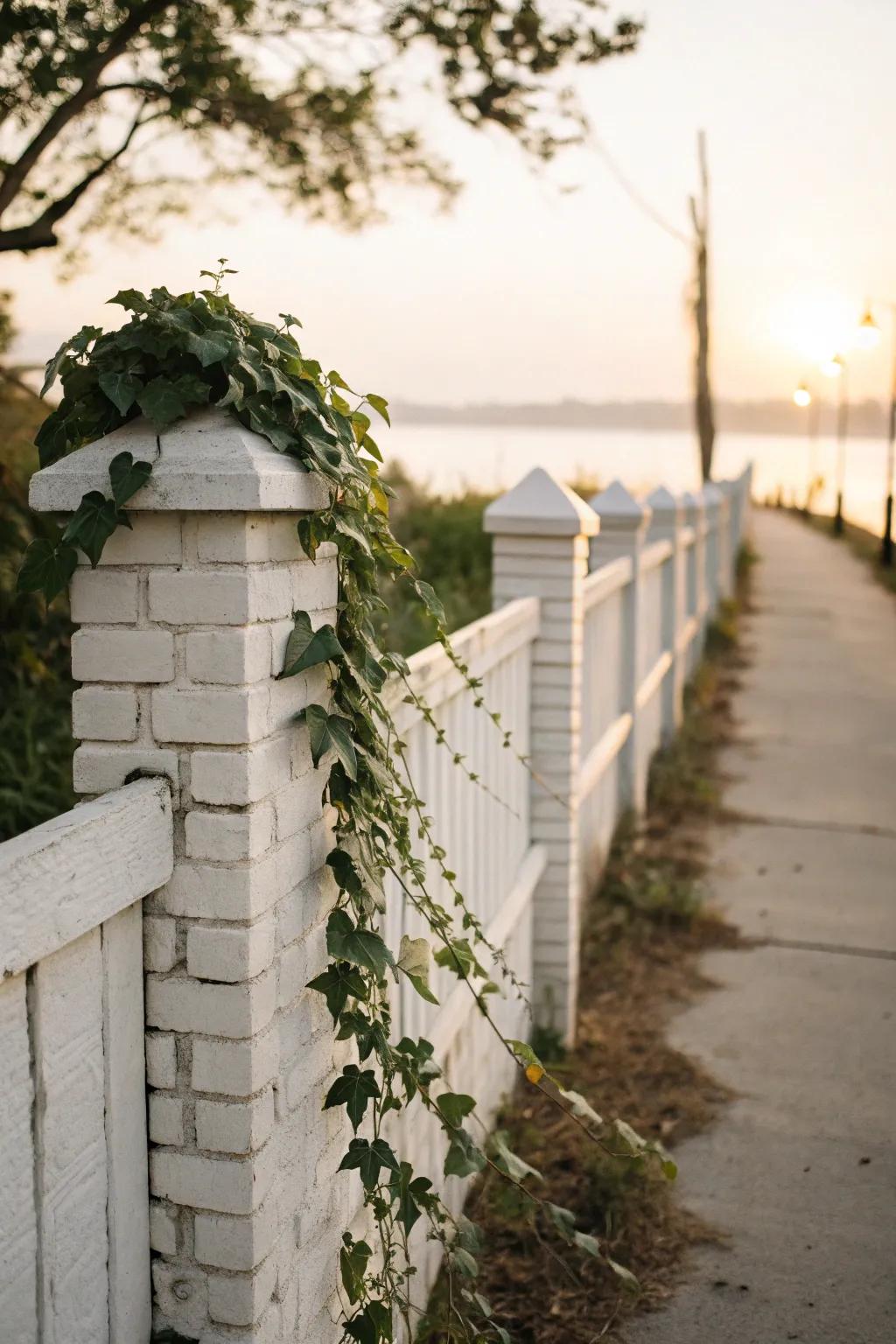 Whitewashed brick provides a soft, elegant touch.