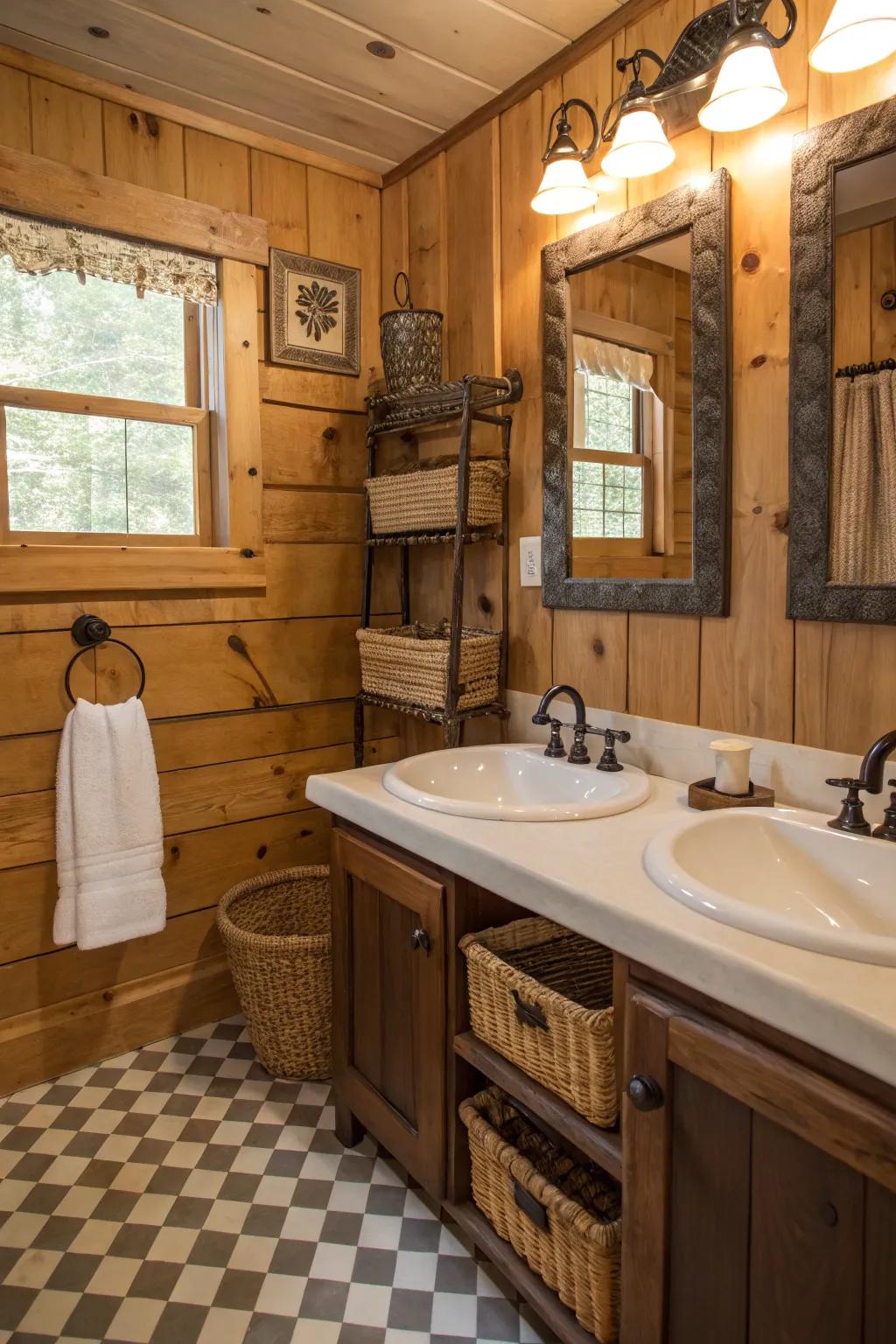 Rustic fixtures add character and charm.