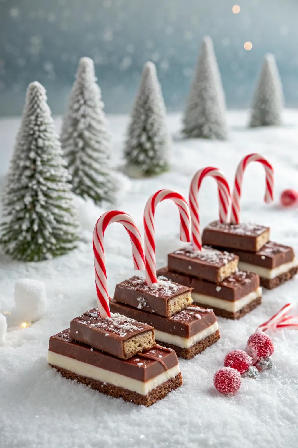 Candy sleighs ready to deliver holiday joy.