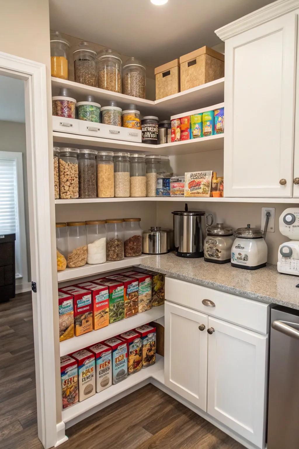 Creative use of space for an efficient cereal station.