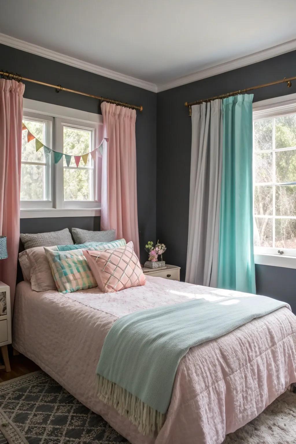 Pastels and charcoal: a harmonious blend for a soothing space.