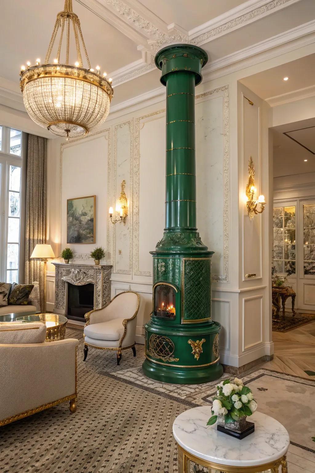 Emerald green adds a touch of luxury and sophistication to this space.