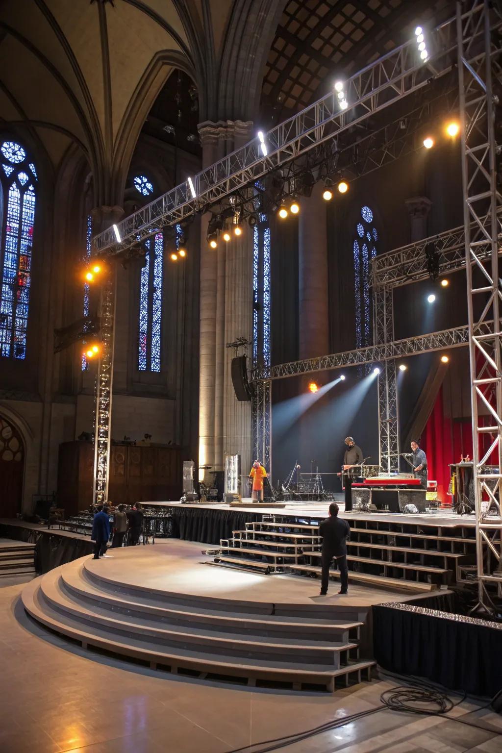 Dynamic structures can elevate the visual and functional aspects of your stage.