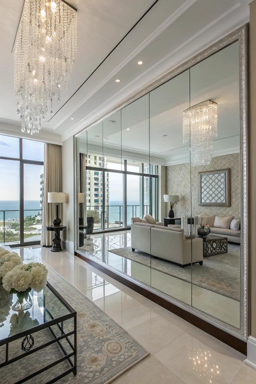 Reflective surfaces enhance brightness and spaciousness.