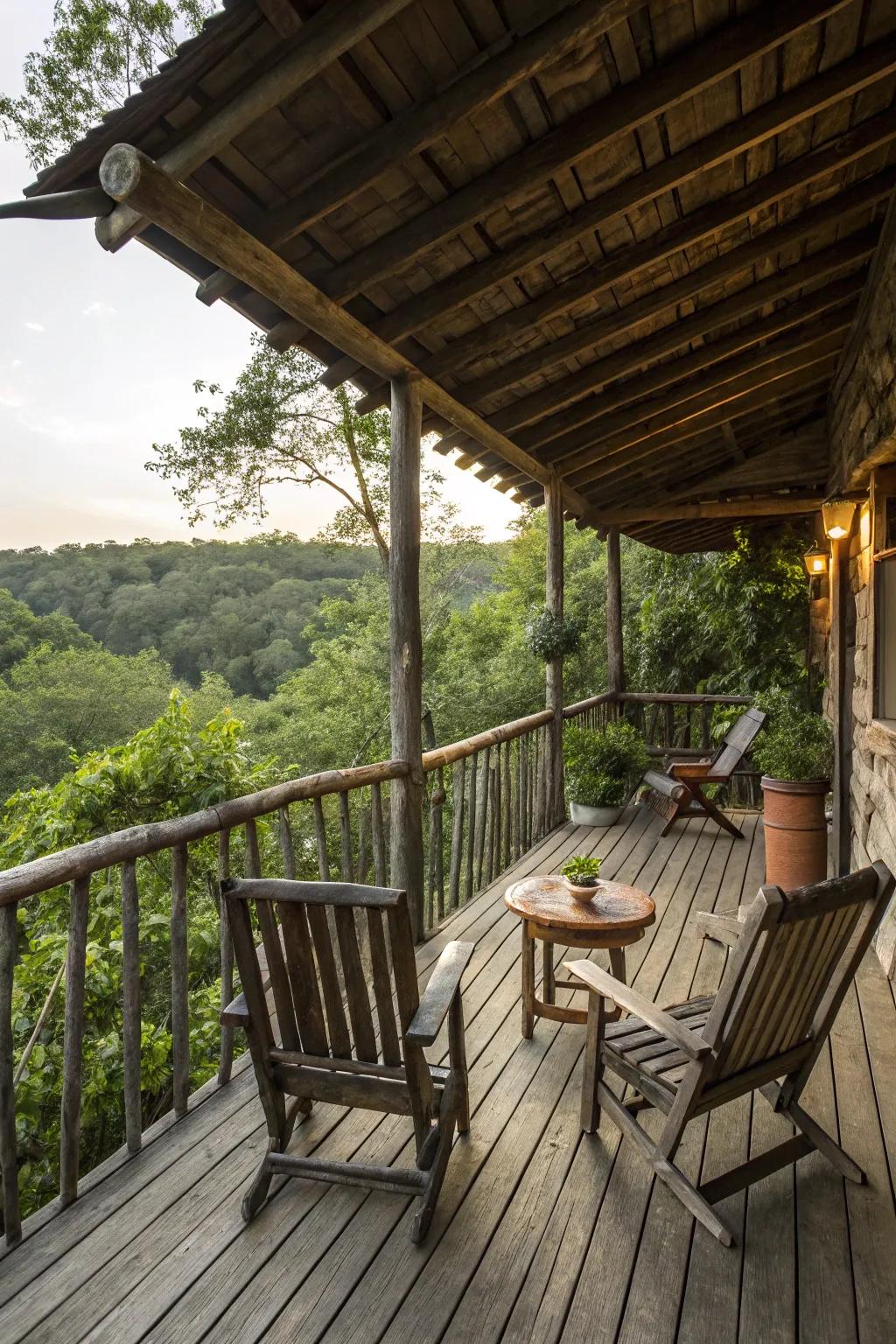 A rustic wooden roof adds warmth and tradition to your outdoor space.