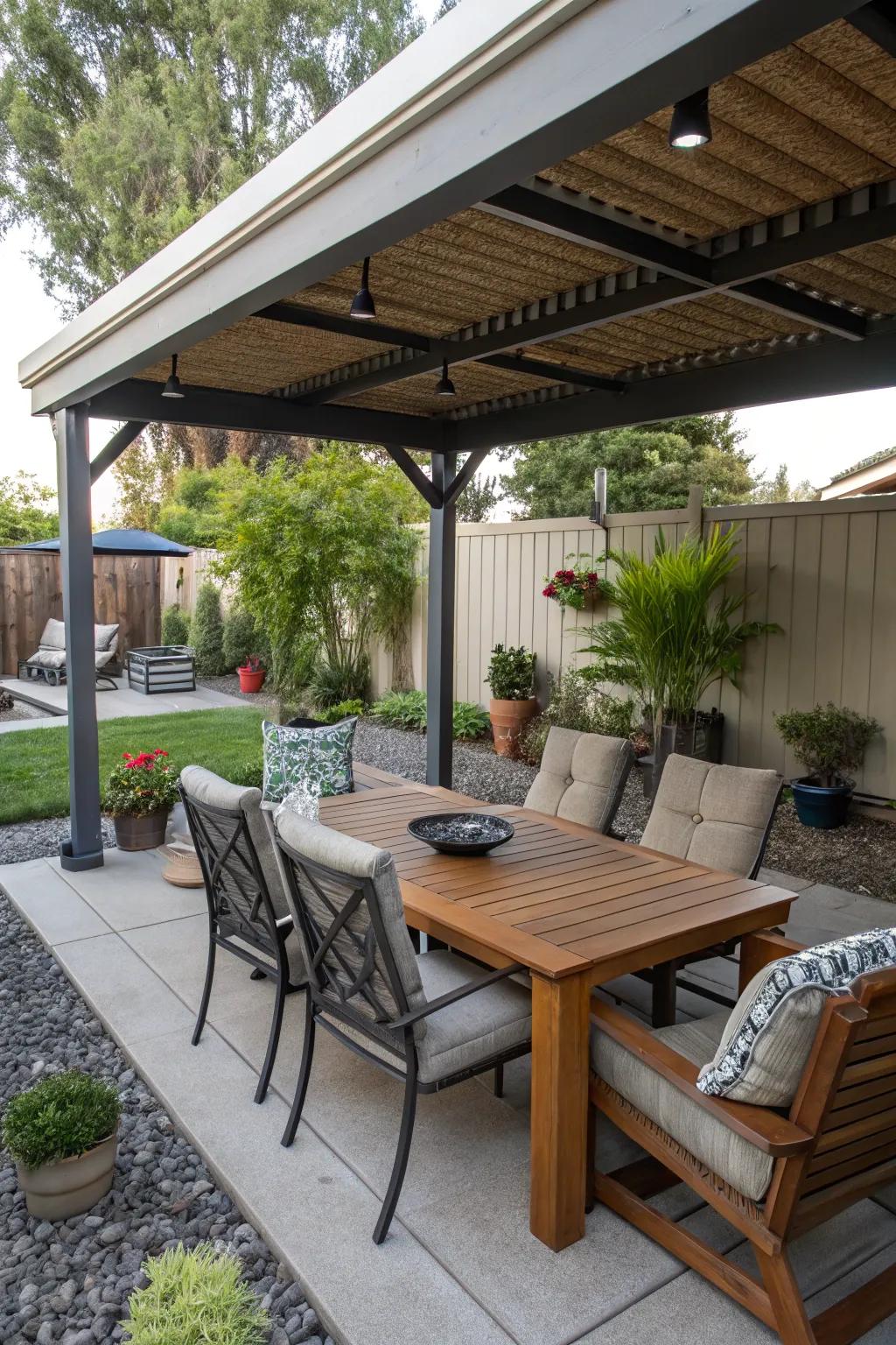 A versatile patio for dining and lounging.