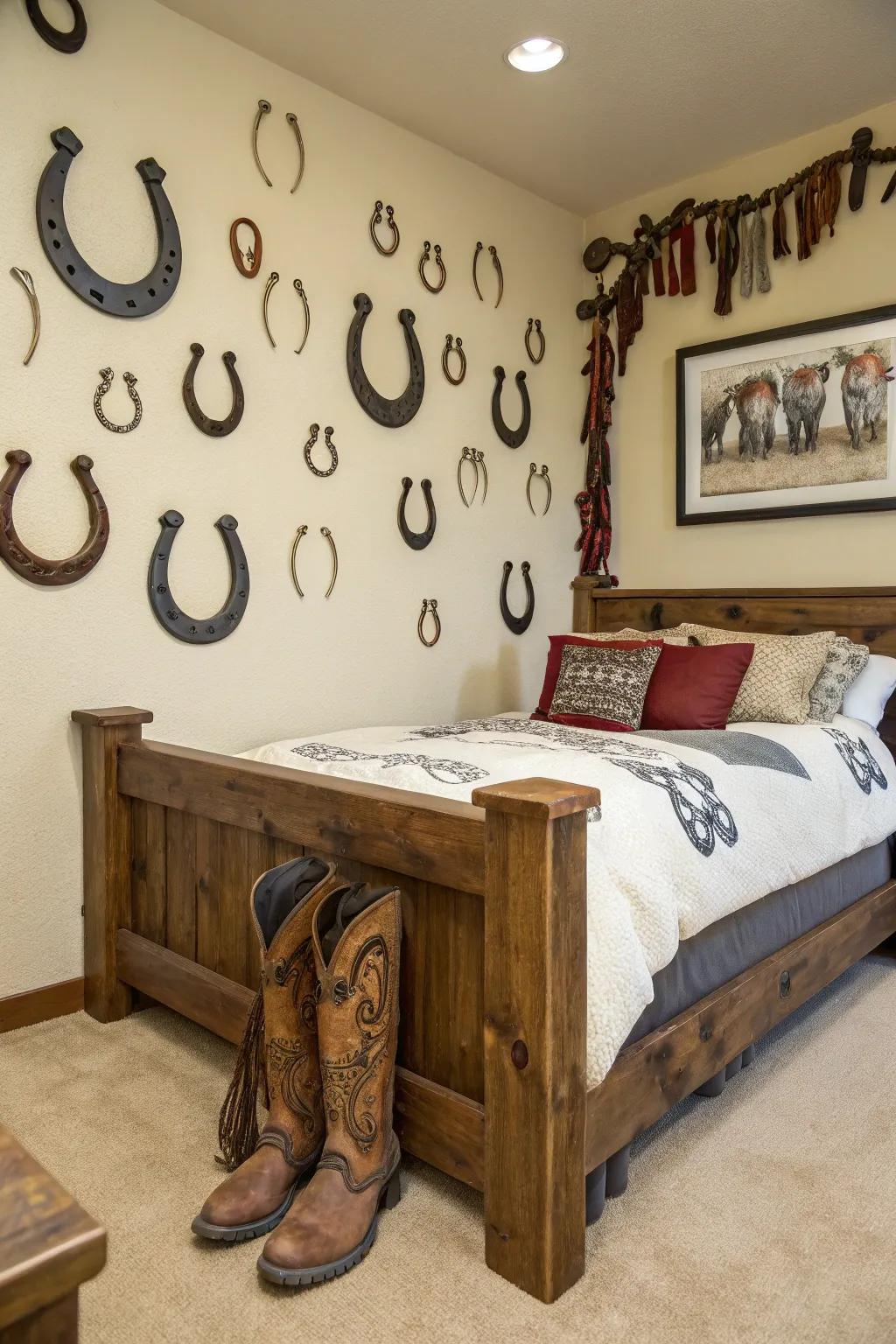 Horseshoes add a whimsical, lucky charm.