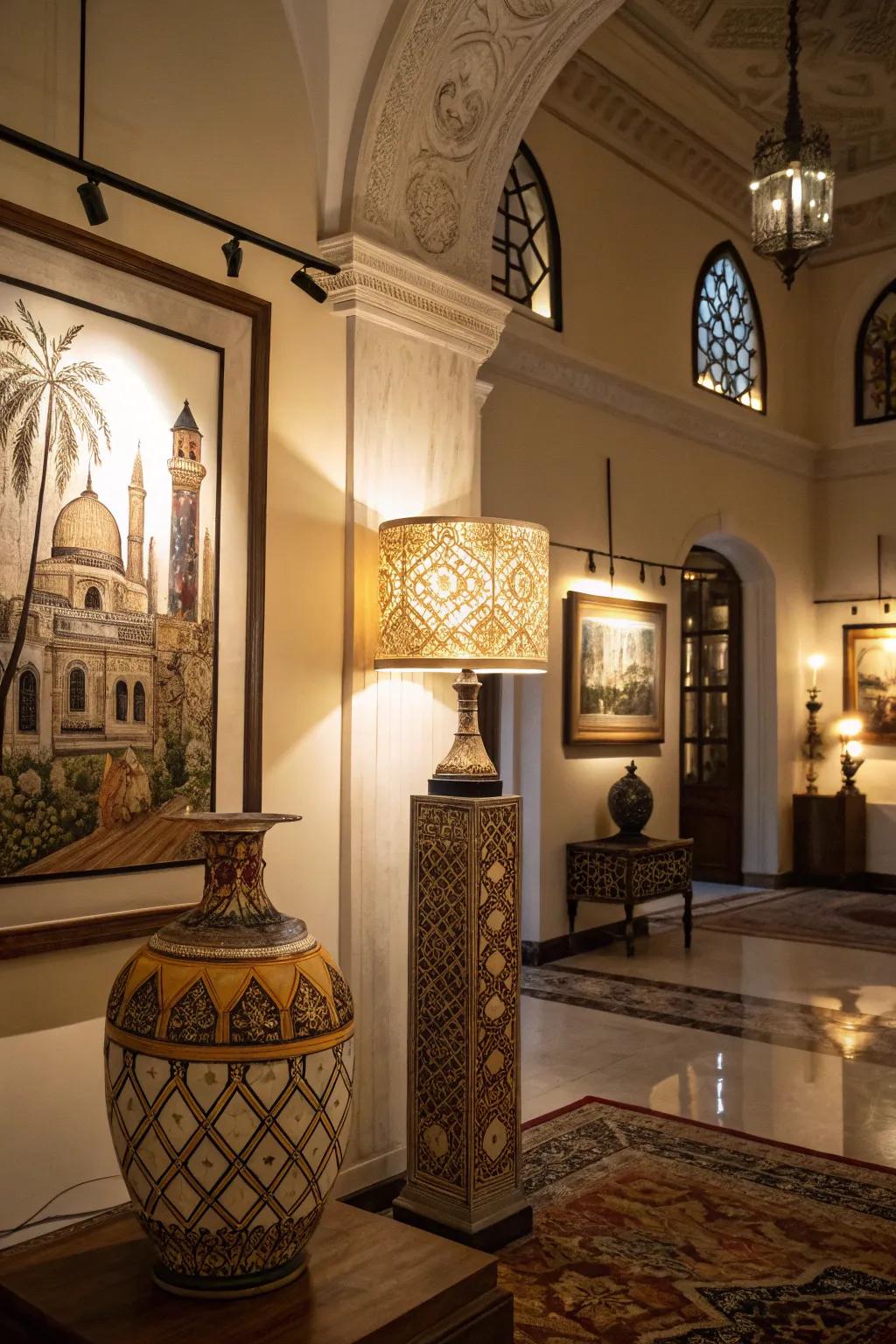 Accent lighting adds interest and coziness by highlighting special features.