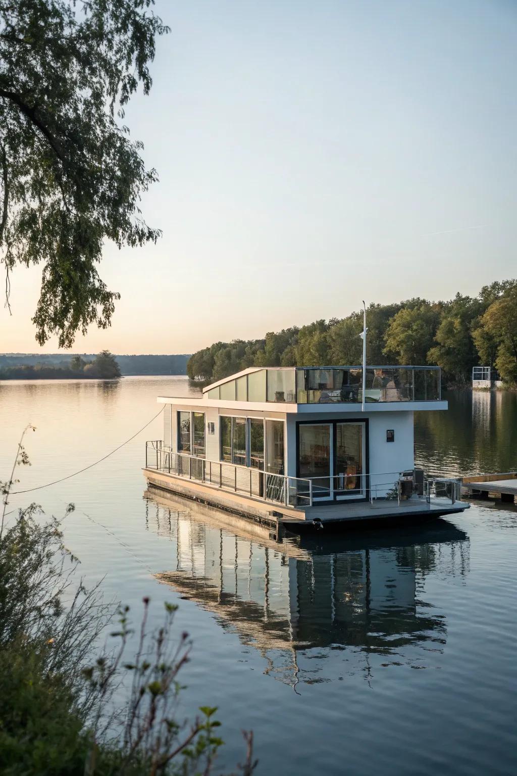 A floating home that offers peaceful living on the water.