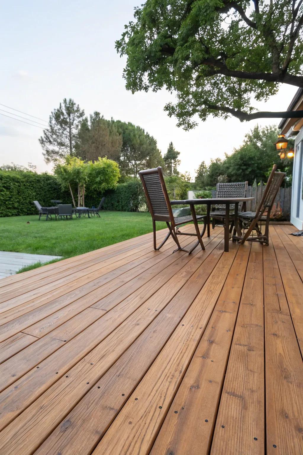 Natural wood grain decks showcase the inherent beauty of the wood.