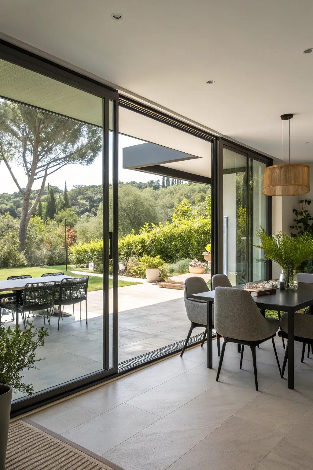 Open spaces create a seamless transition between your dining area and the outdoors.