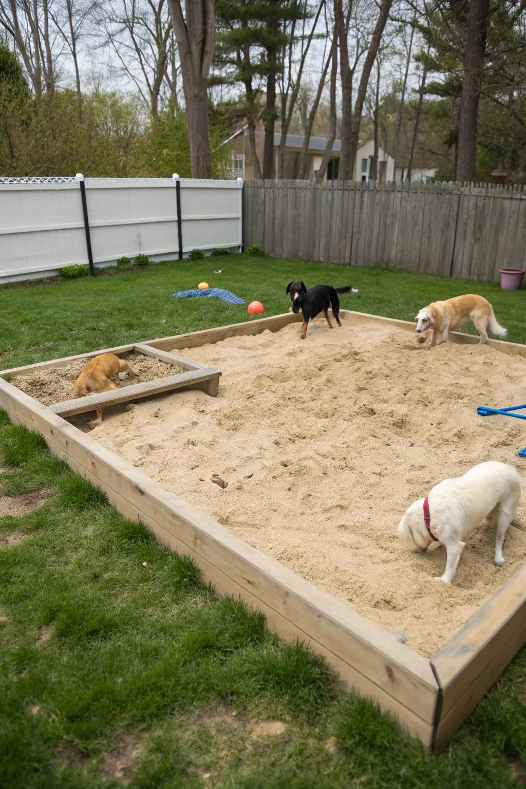 A sandbox satisfies your dog’s natural digging instincts.