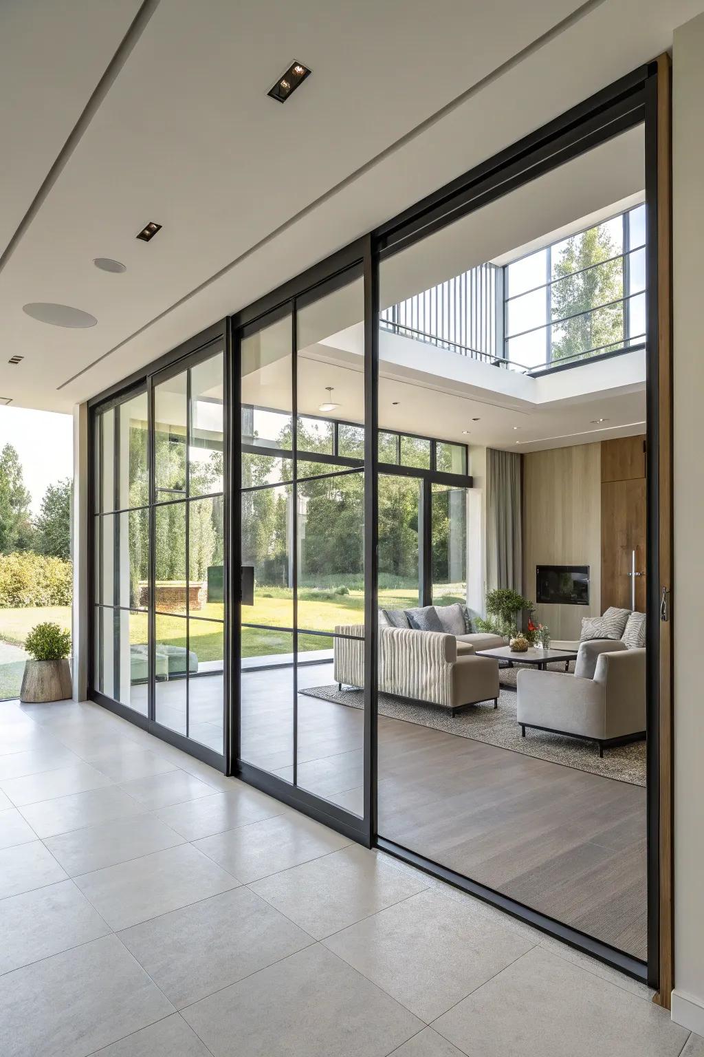 Create dramatic entrances with multi-panel sliding doors.