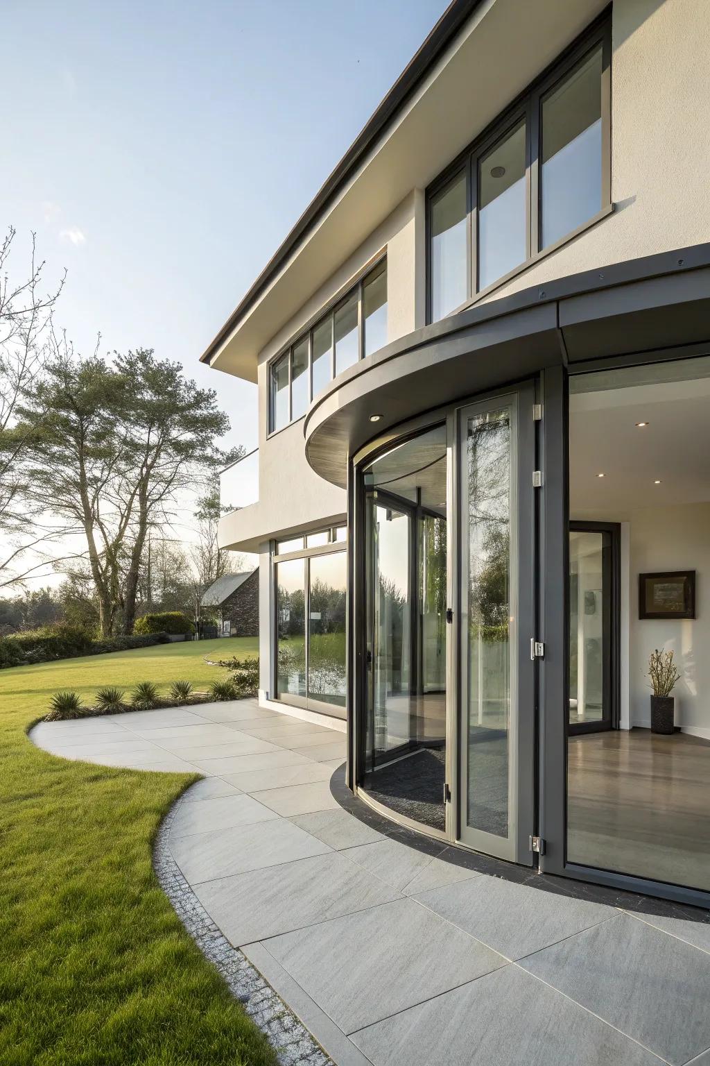 Rotating doors offer a modern, space-saving solution.