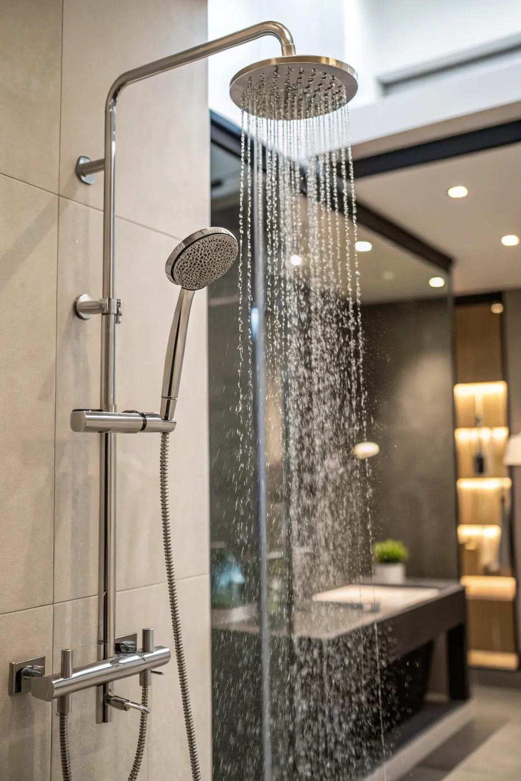 Customize your shower experience with adjustable shower heads.