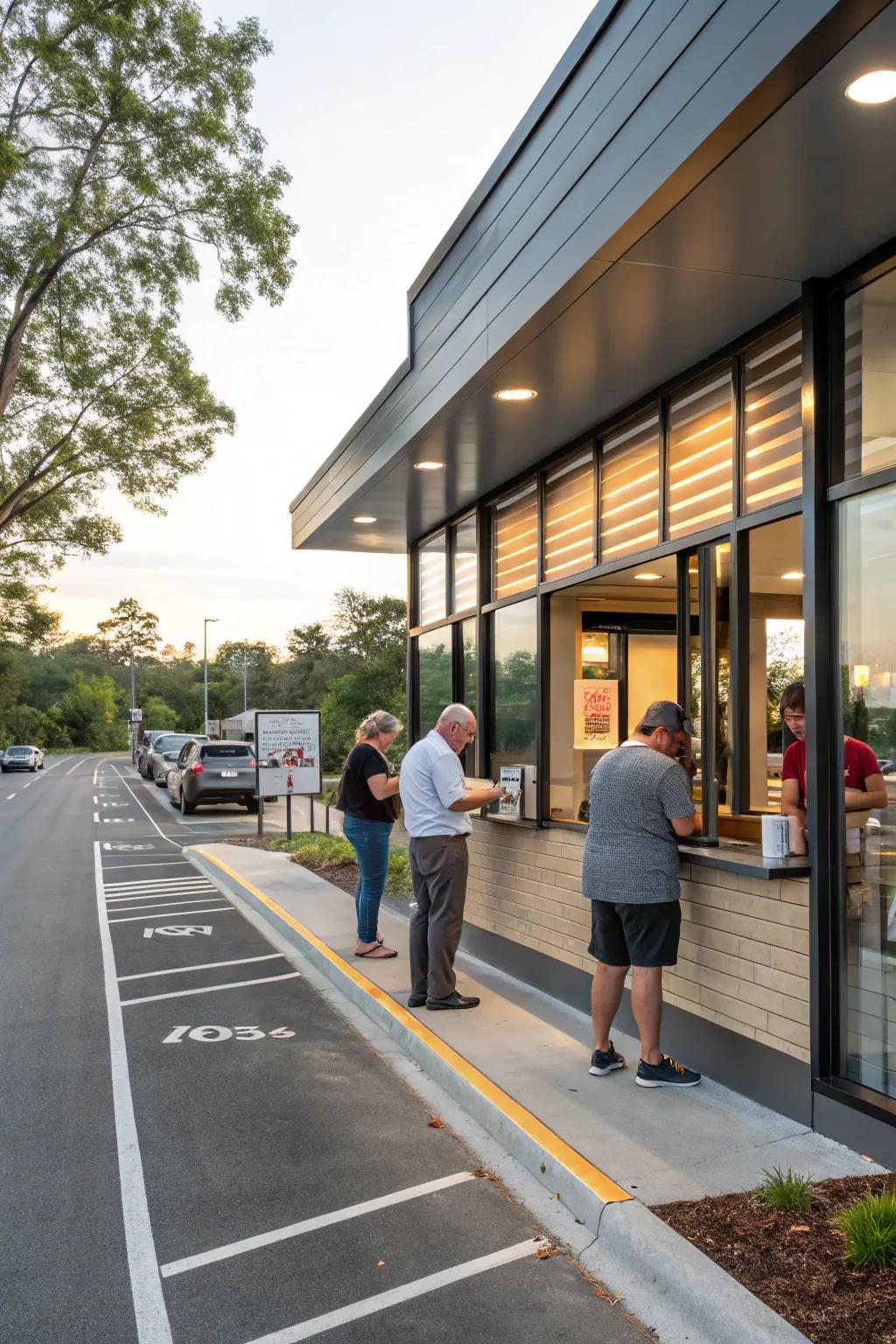 Efficient drive-thru design with clear accessibility for customers.