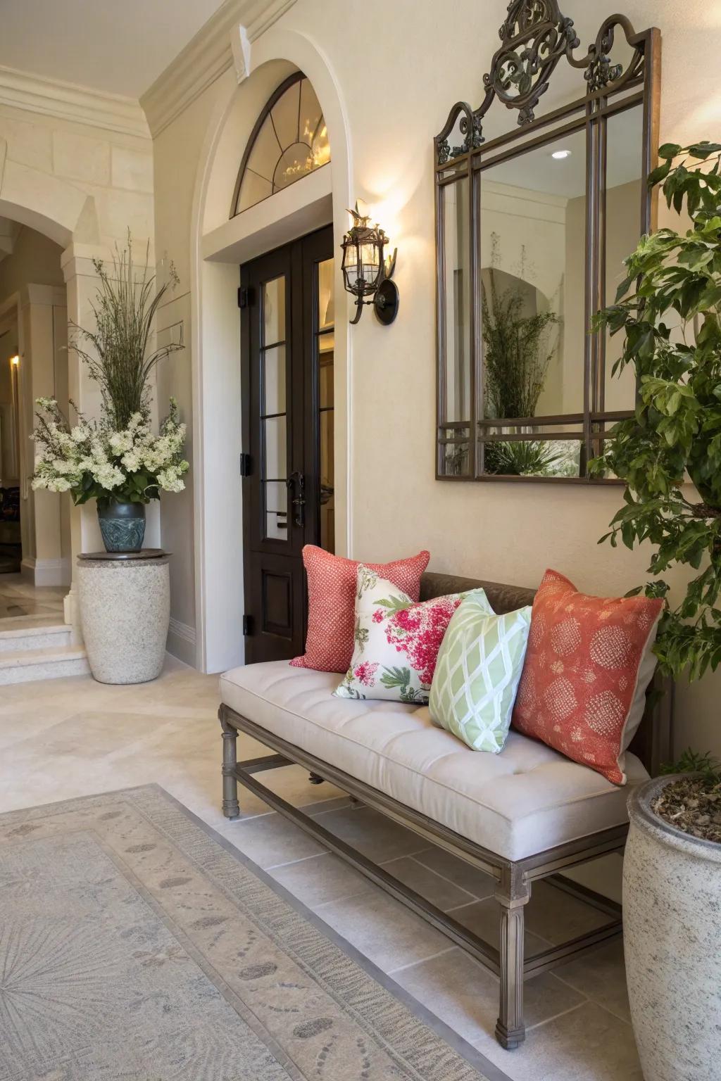 A bench offers both seating and storage in your entryway.