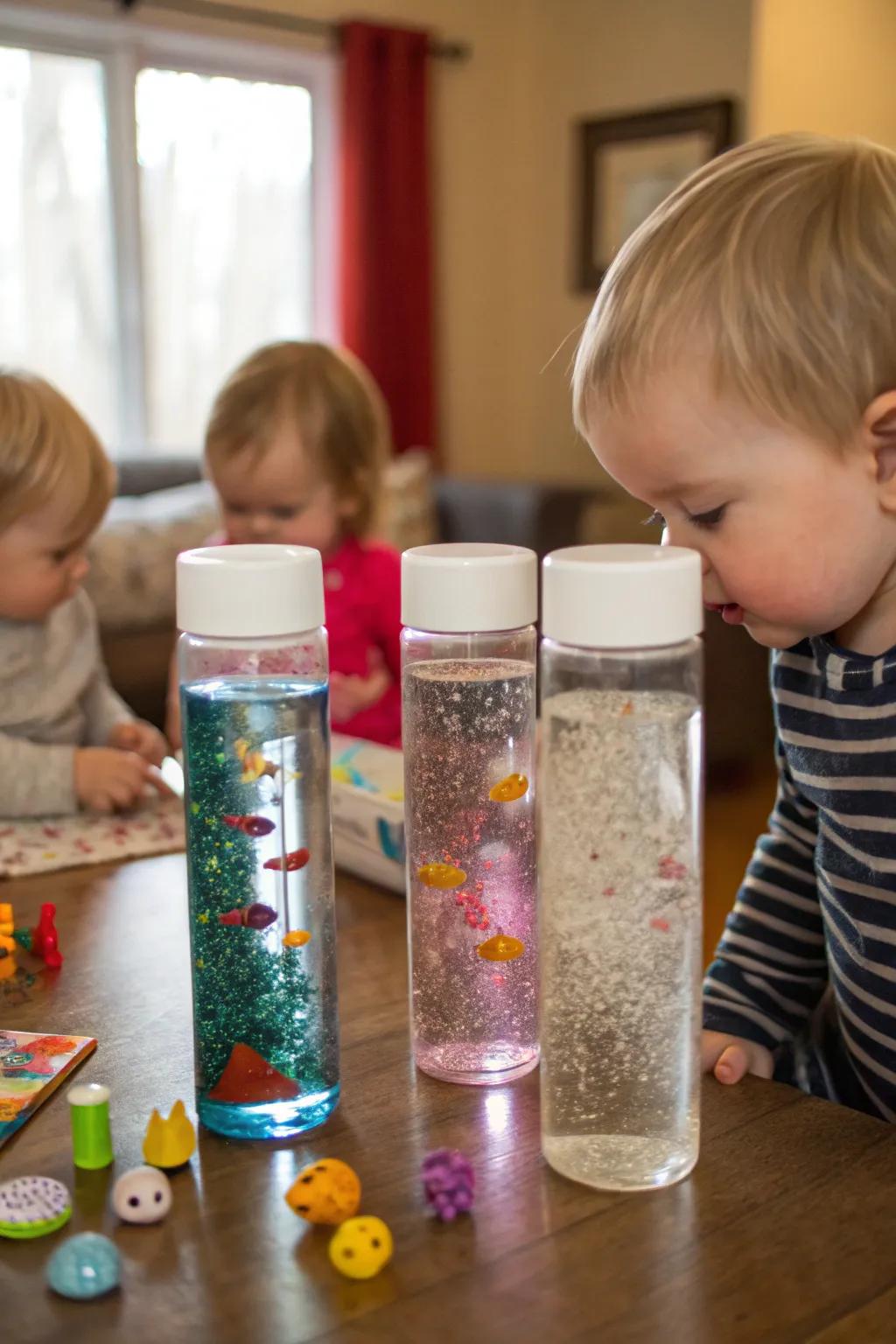 DIY sensory bottles captivate and calm curious minds.