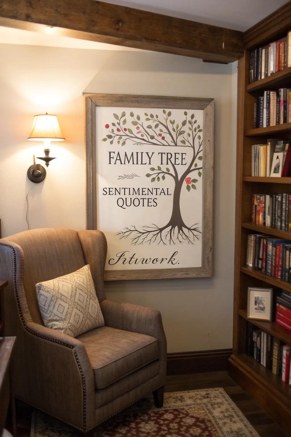 Quotes add a heartfelt element to family trees.