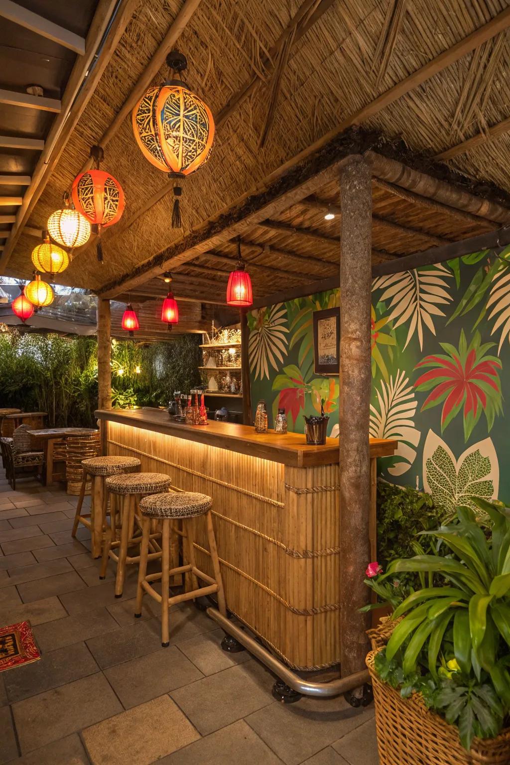 Escape to a tropical paradise with a tiki oasis in your basement.