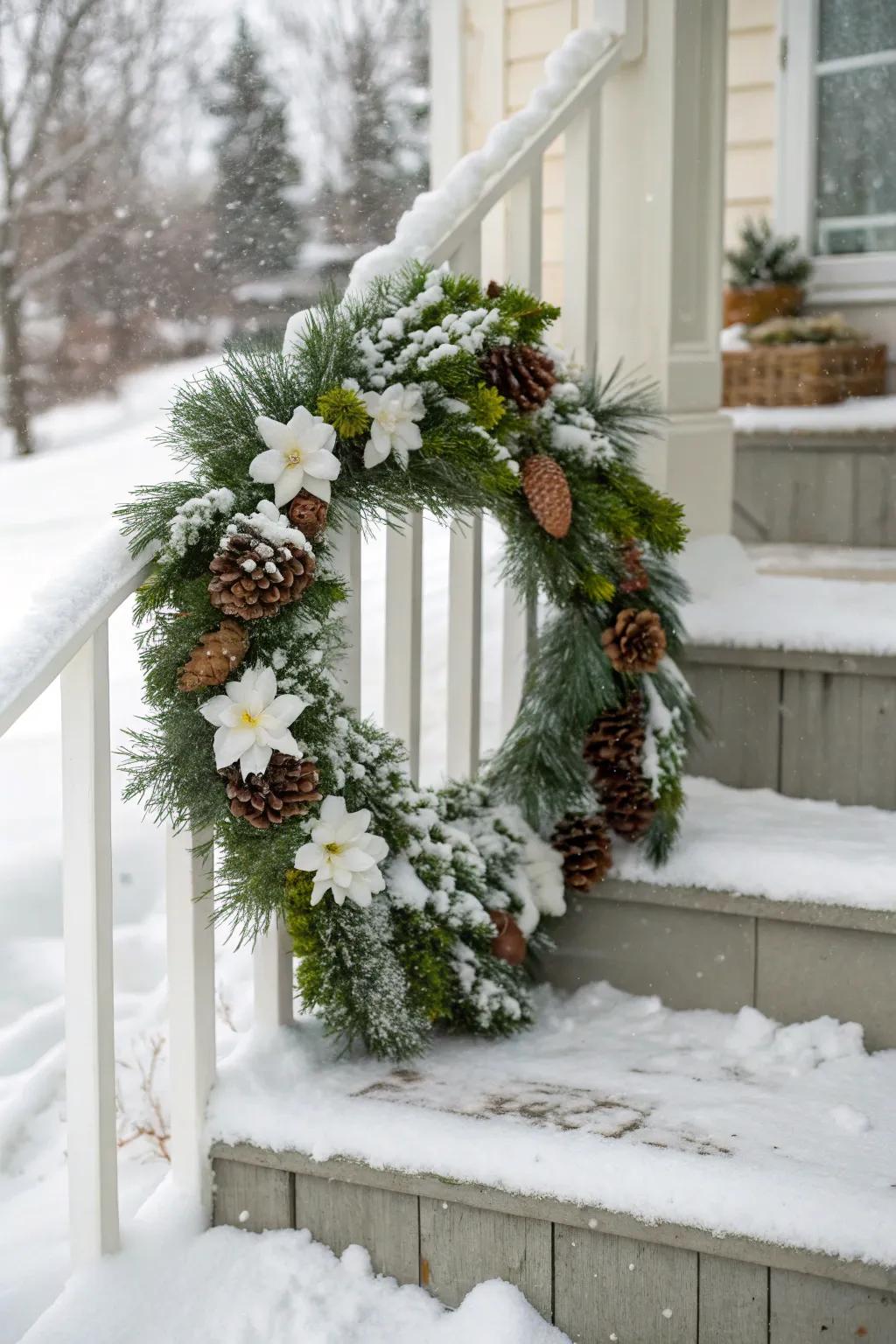 Embrace winter with a magical wreath design.