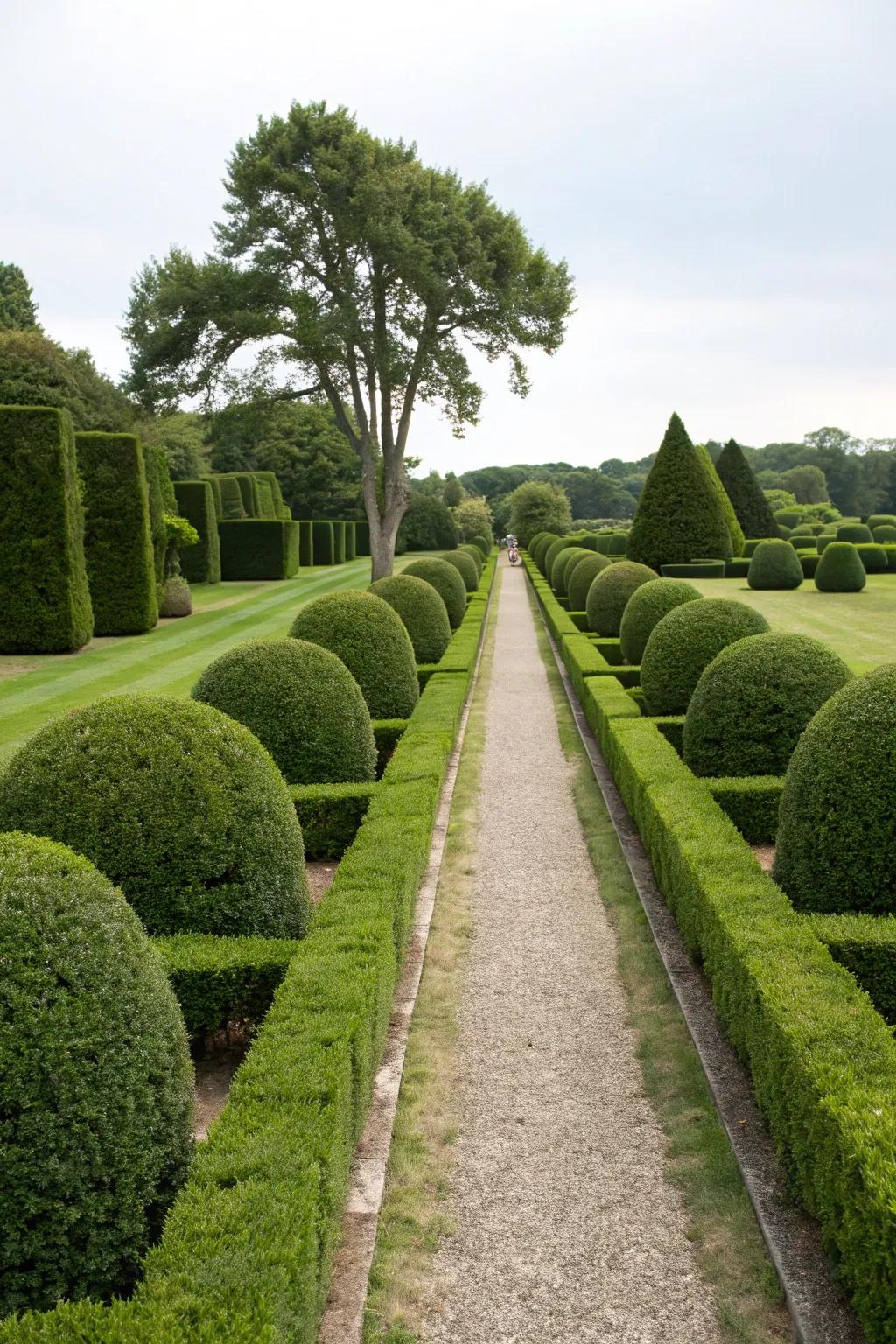 Formal hedges providing structure and symmetry.