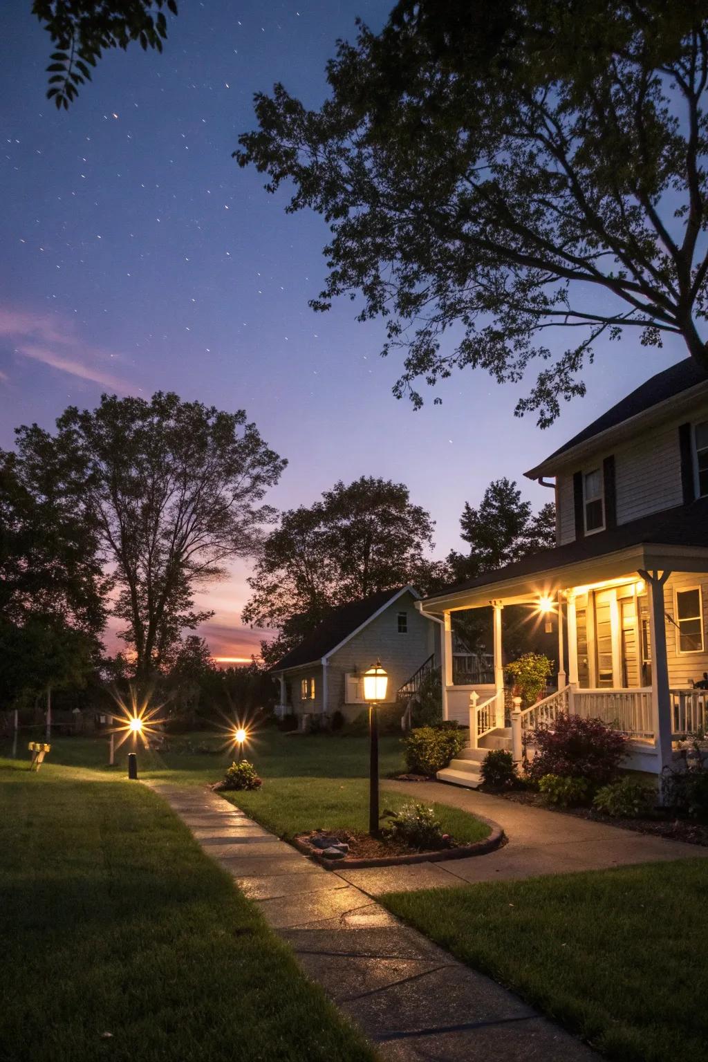 Outdoor lighting enhances your yard's ambiance and safety.