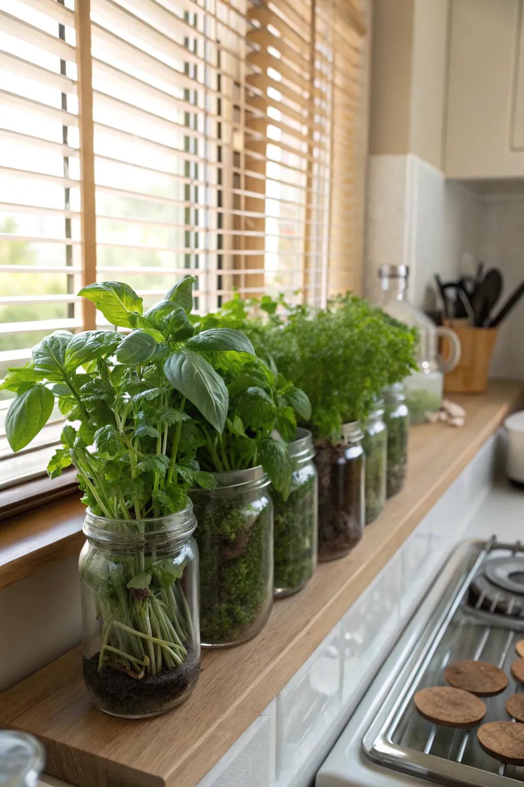 A mini herb garden brings freshness and flavor to your kitchen.