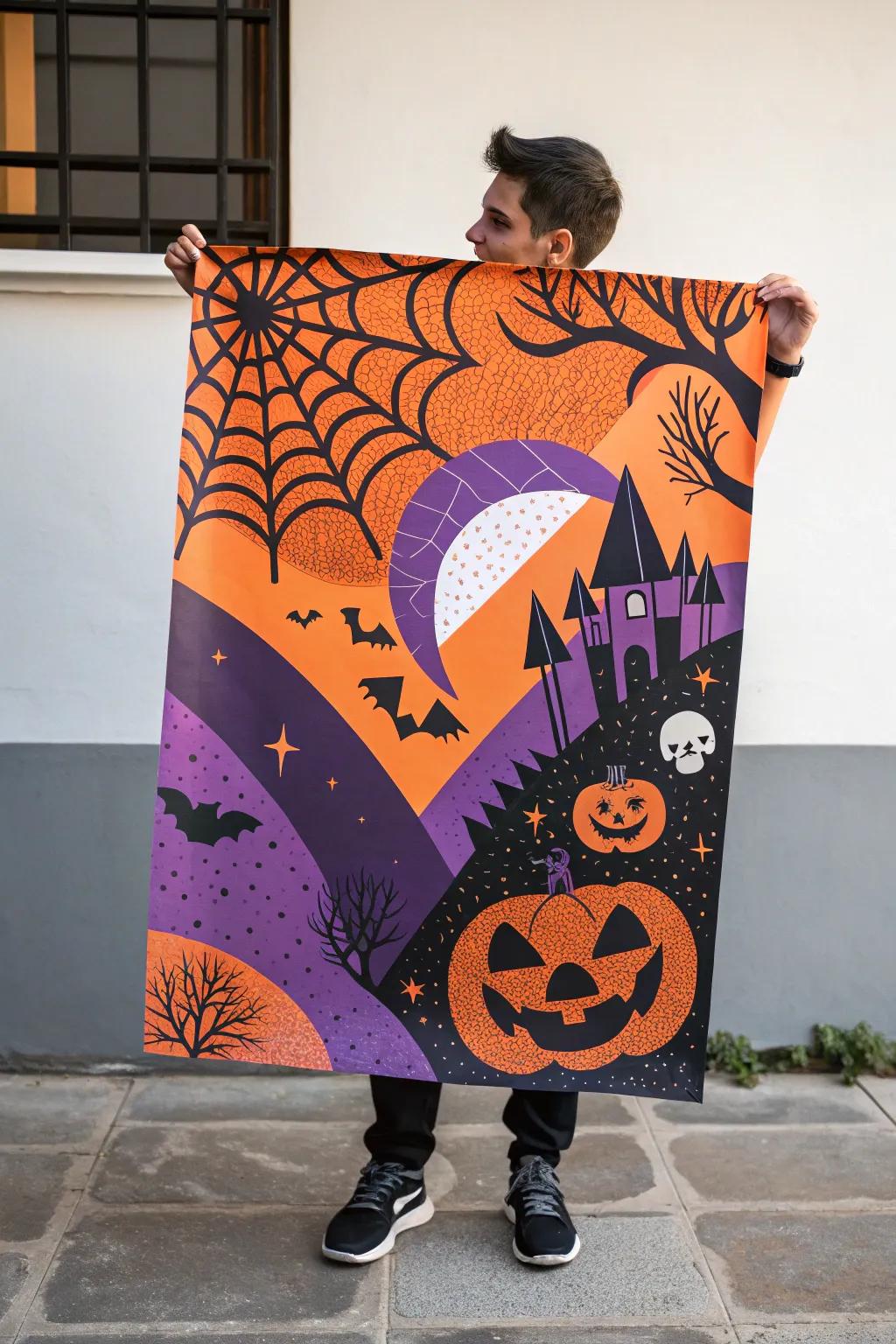 A vibrant color palette poster that embodies Halloween spirit.