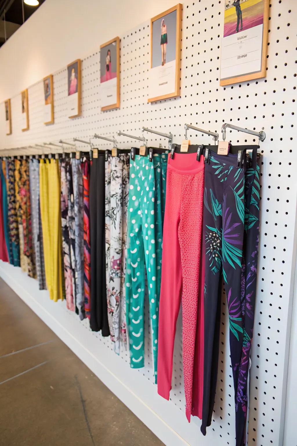 Create a unique storage solution with a DIY pegboard leggings rack.