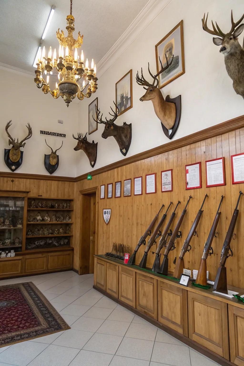 A well-organized display highlights each trophy's significance.